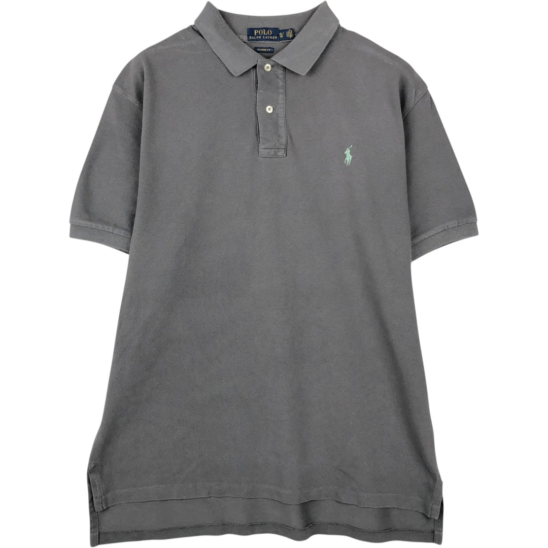 Ralph Lauren POLO RALPH LAUREN CLASSIC FIT short sleeve polo shirt men's XL equivalent cotton gray type Vintage Second Hand