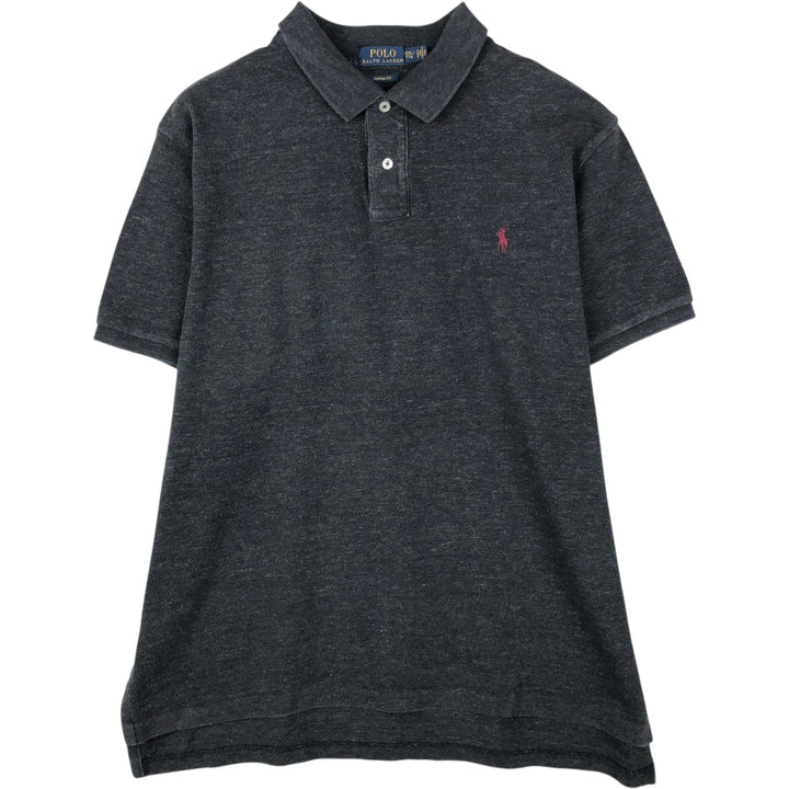 Ralph Lauren POLO RALPH LAUREN CUSTOM FIT short sleeve polo shirt men's XXL equivalent cotton black type Vintage Second Hand