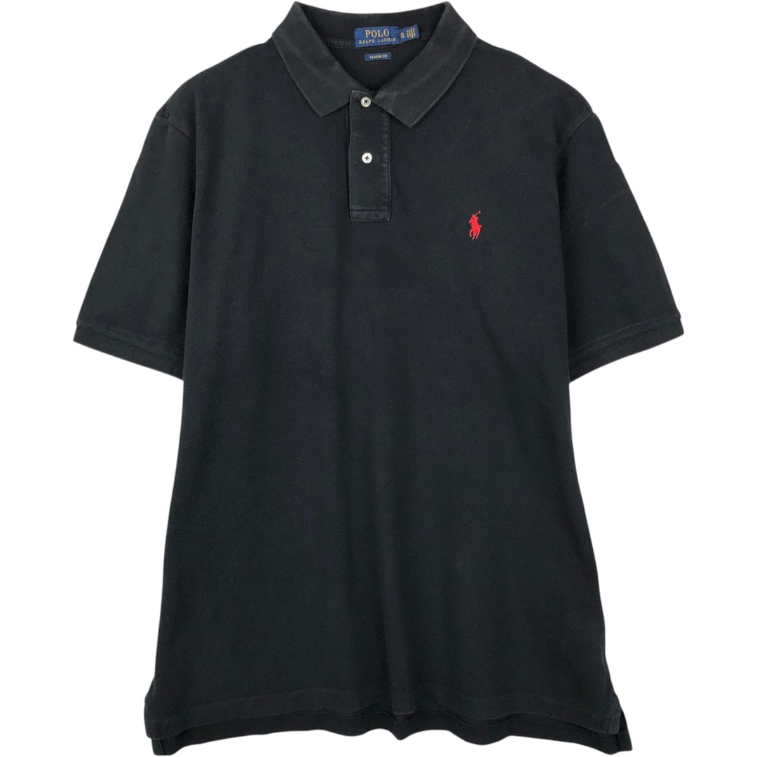 Ralph Lauren POLO RALPH LAUREN CLASSIC FIT short sleeve polo shirt men's XL equivalent cotton black type Vintage Second Hand