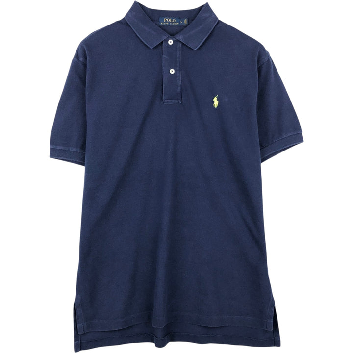 Ralph Lauren POLO RALPH LAUREN short sleeve polo shirt men's size L cotton navy blue type Vintage Second Hand