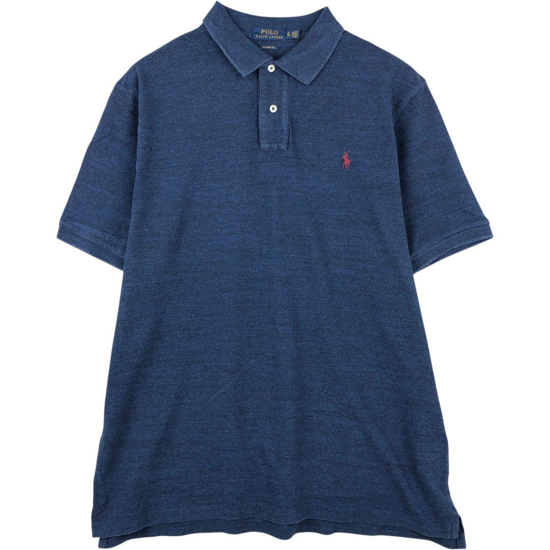 Ralph Lauren POLO RALPH LAUREN CLASSIC FIT short sleeve polo shirt men's XL equivalent cotton navy blue type Vintage Second Hand