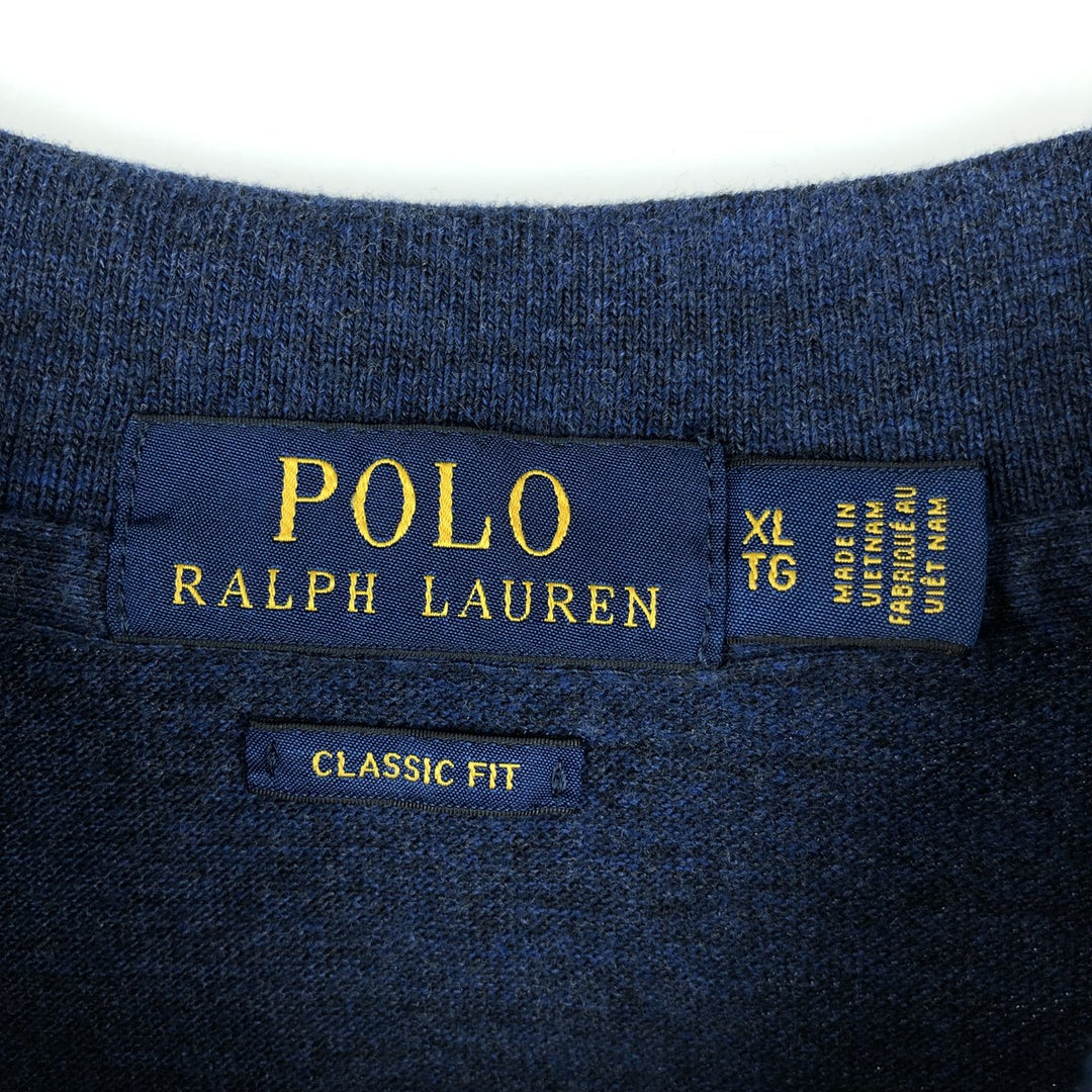 Ralph Lauren POLO RALPH LAUREN CLASSIC FIT short sleeve polo shirt men's XL equivalent cotton navy blue type Vintage Second Hand