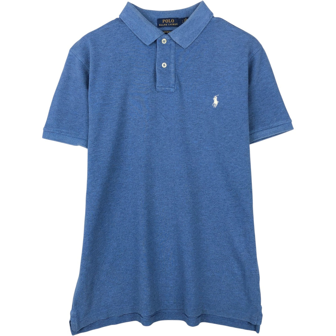Ralph Lauren POLO RALPH LAUREN CUSTOM SLIM FIT short sleeve polo shirt, men's size L cotton blue type Vintage Second Hand