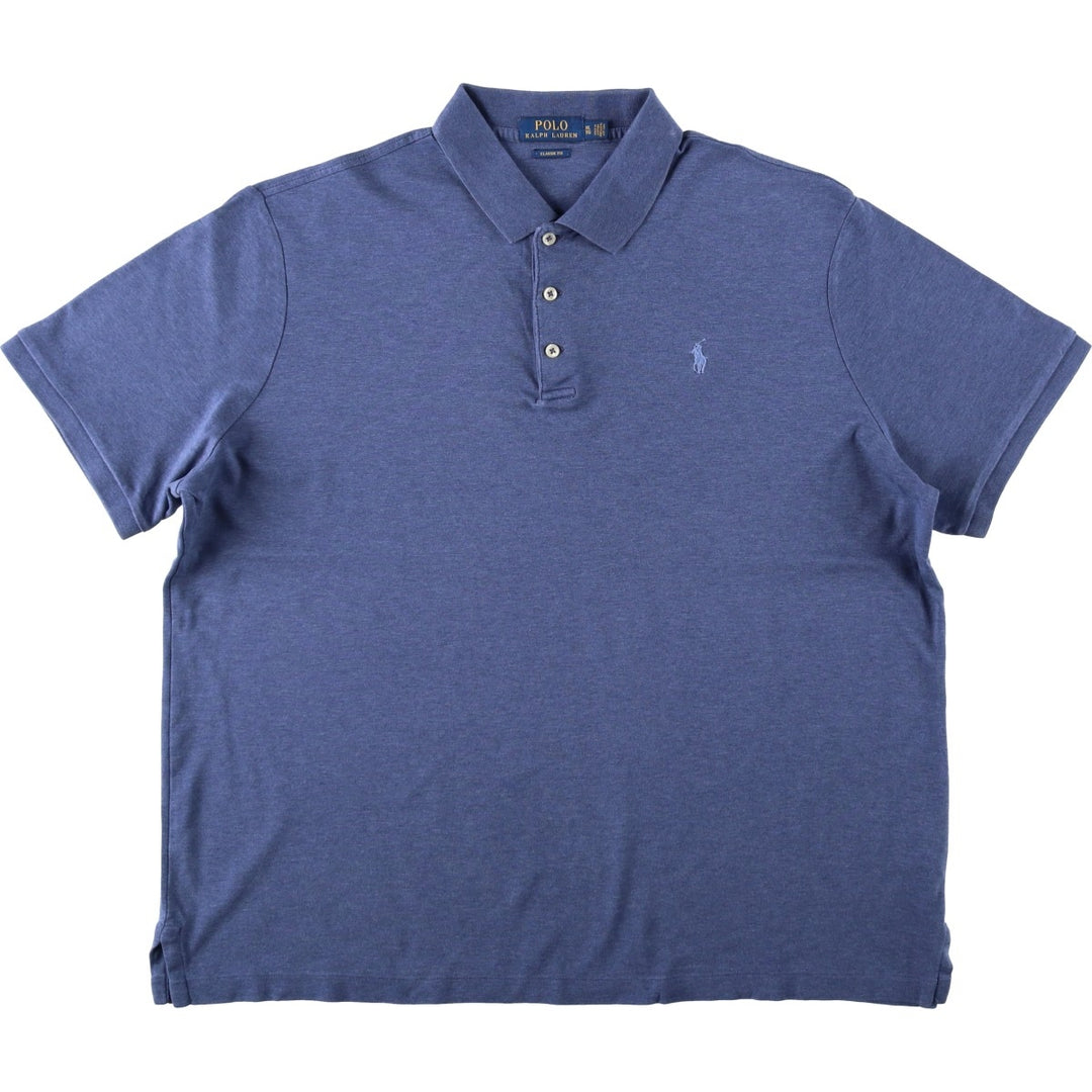 Ralph Lauren POLO RALPH LAUREN CLASSIC FIT short sleeve polo shirt men's XL equivalent cotton blue type Vintage Second Hand