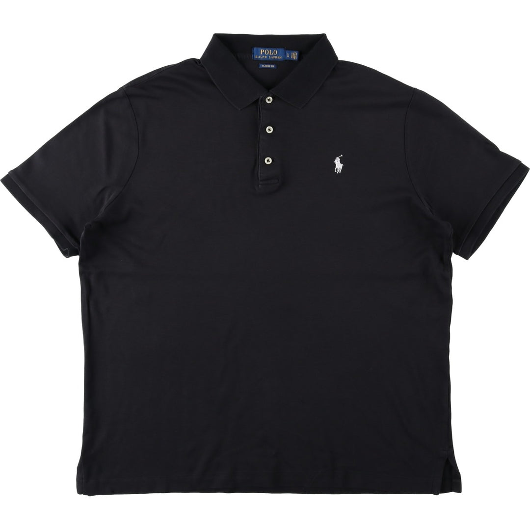Ralph Lauren POLO RALPH LAUREN CLASSIC FIT short sleeve polo shirt for men size L unclear black type Vintage Second Hand
