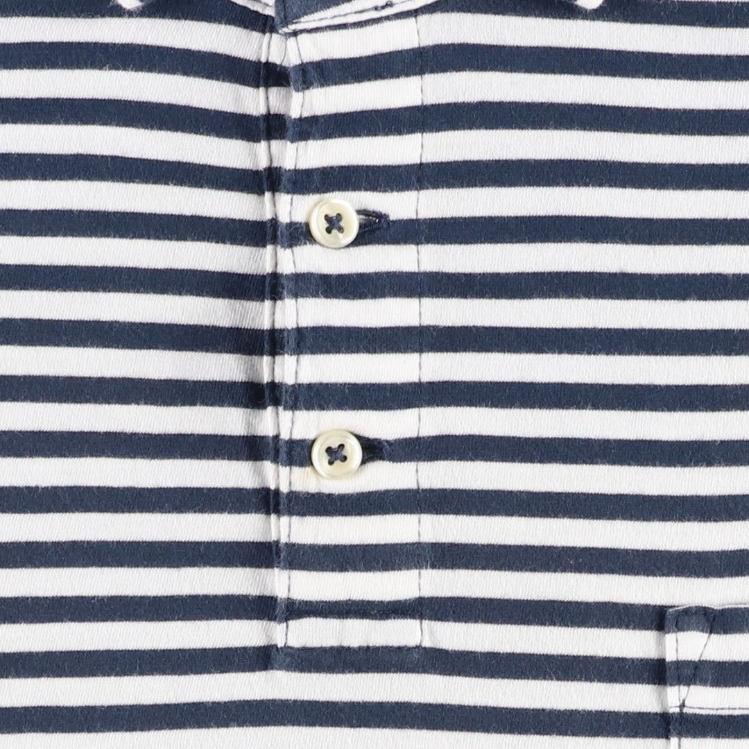 Ralph Lauren POLO RALPH LAUREN CLASSIC FIT short sleeve striped polo shirt men's size L cotton navy blue type Vintage Second Hand