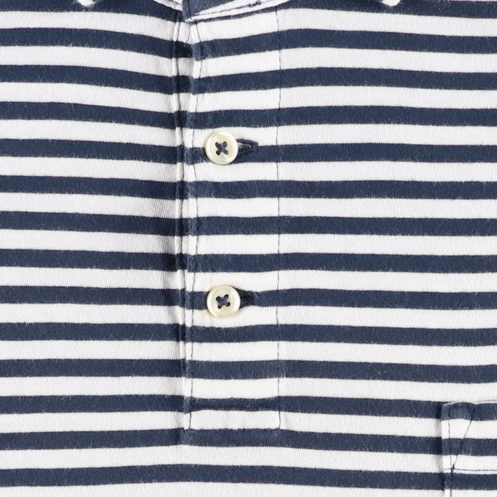 Ralph Lauren POLO RALPH LAUREN CLASSIC FIT short sleeve striped polo shirt men's size L cotton navy blue type Vintage Second Hand