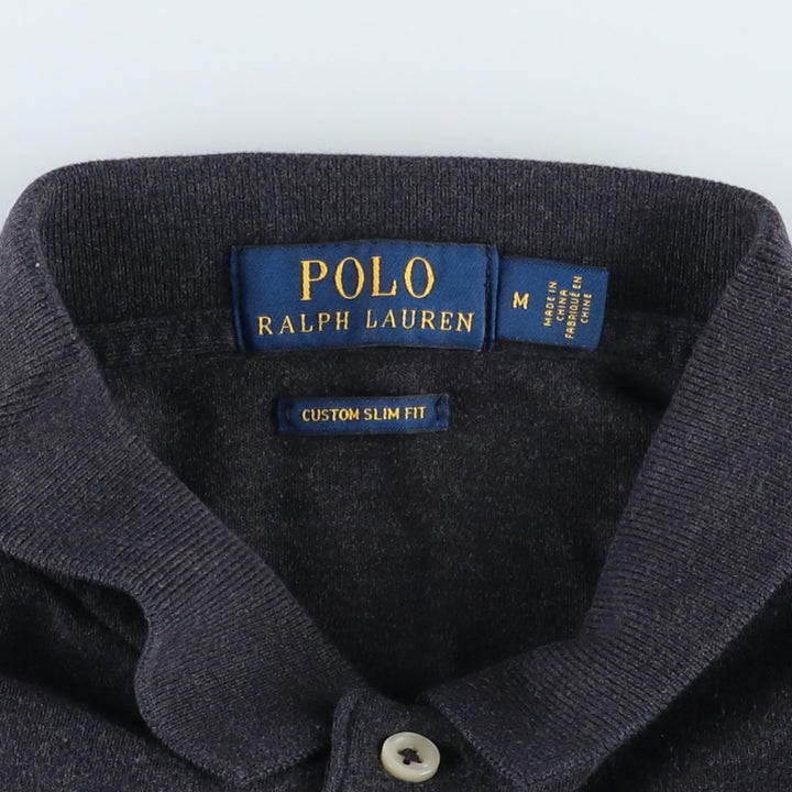 Ralph Lauren POLO RALPH LAUREN CUSTOM SLIM FIT short sleeve polo shirt men's size M cotton gray type Vintage Second Hand