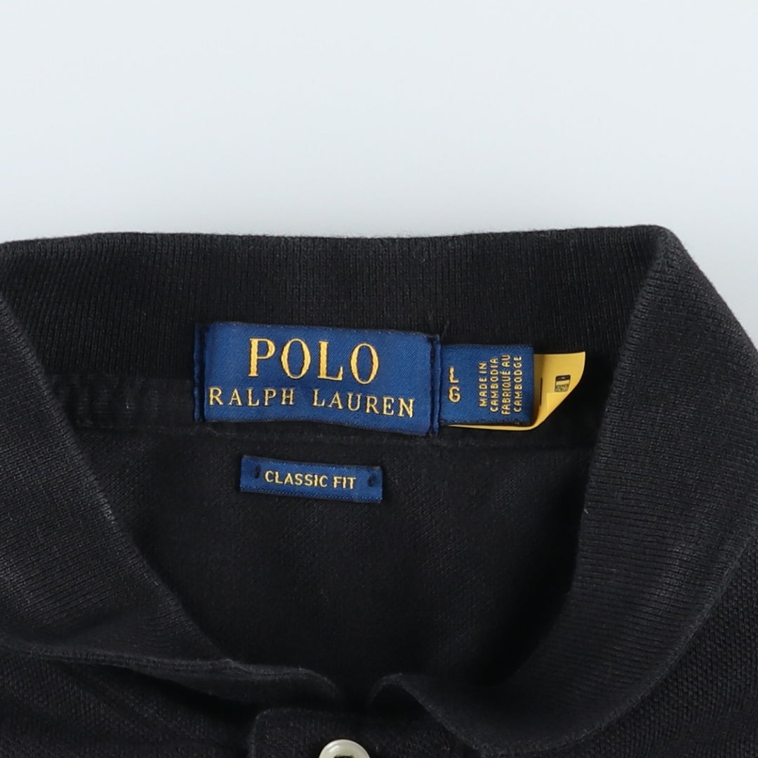 Ralph Lauren POLO RALPH LAUREN CLASSIC FIT short sleeve polo shirt for men size L cotton black type Vintage Second Hand