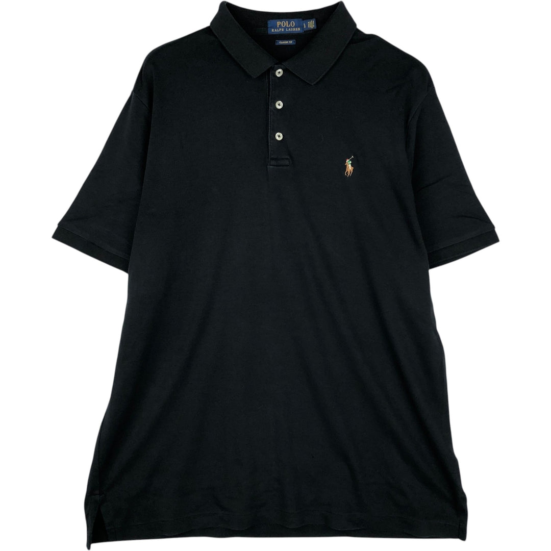 Ralph Lauren POLO RALPH LAUREN CLASSIC FIT short sleeve polo shirt for men size L unclear black type Vintage Second Hand