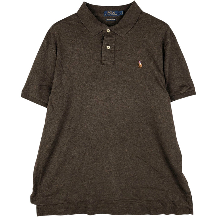 Ralph Lauren POLO RALPH LAUREN short sleeve polo shirt men's size L cotton brown type Vintage Second Hand