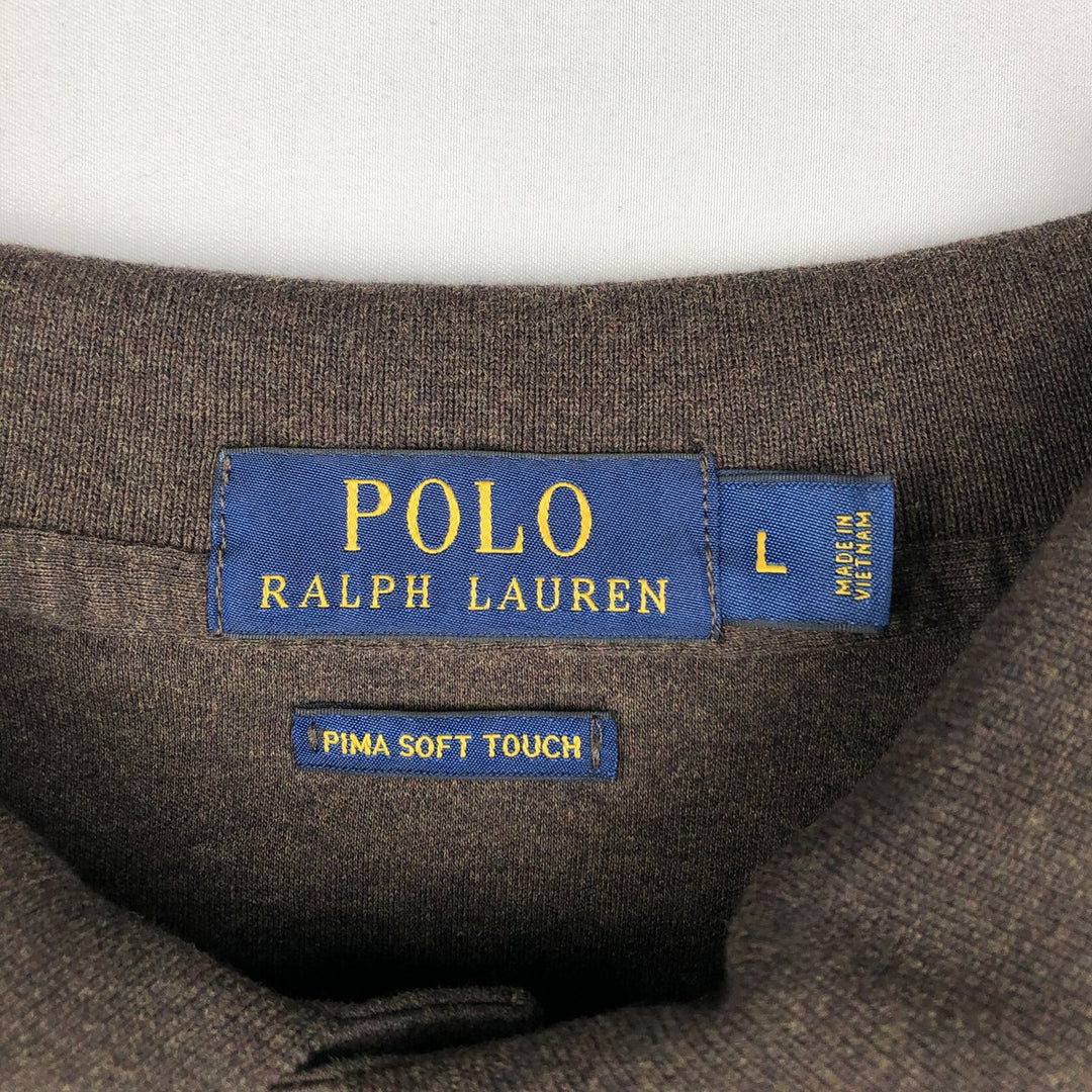 Ralph Lauren POLO RALPH LAUREN short sleeve polo shirt men's size L cotton brown type Vintage Second Hand
