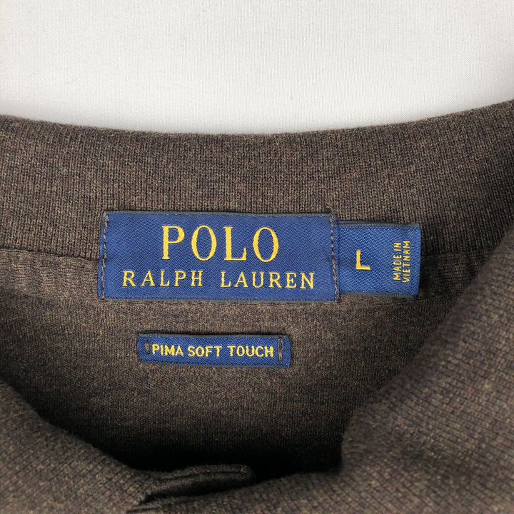 Ralph Lauren POLO RALPH LAUREN short sleeve polo shirt men's size L cotton brown type Vintage Second Hand