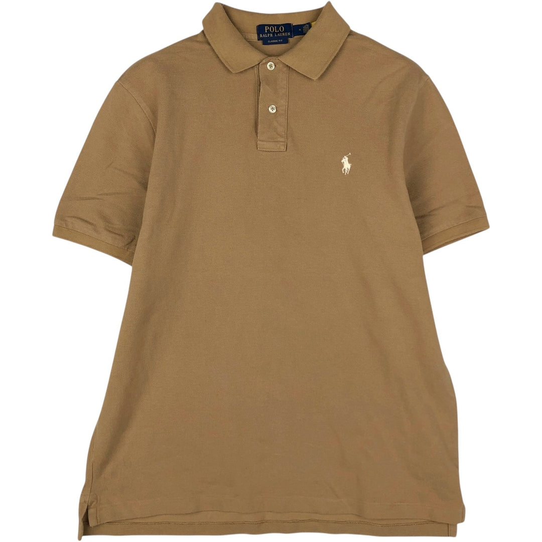 Ralph Lauren POLO RALPH LAUREN CLASSIC FIT short sleeve polo shirt, men's size M cotton beige type brown Vintage Second Hand