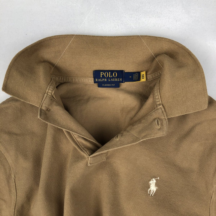 Ralph Lauren POLO RALPH LAUREN CLASSIC FIT short sleeve polo shirt, men's size M cotton beige type brown Vintage Second Hand