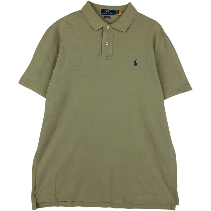 Ralph Lauren POLO RALPH LAUREN CLASSIC FIT short sleeve polo shirt for men size L cotton Khaki type sage green Vintage Second Hand