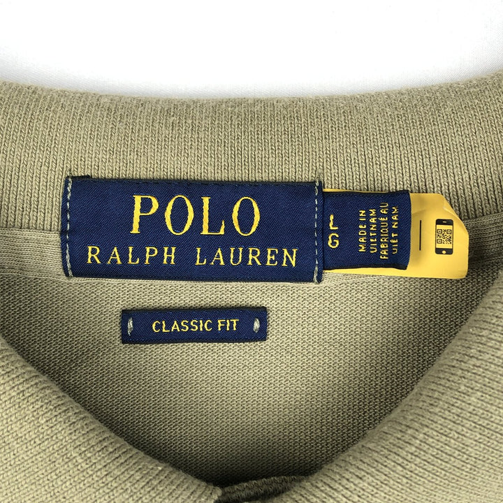 Ralph Lauren POLO RALPH LAUREN CLASSIC FIT short sleeve polo shirt for men size L cotton Khaki type sage green Vintage Second Hand
