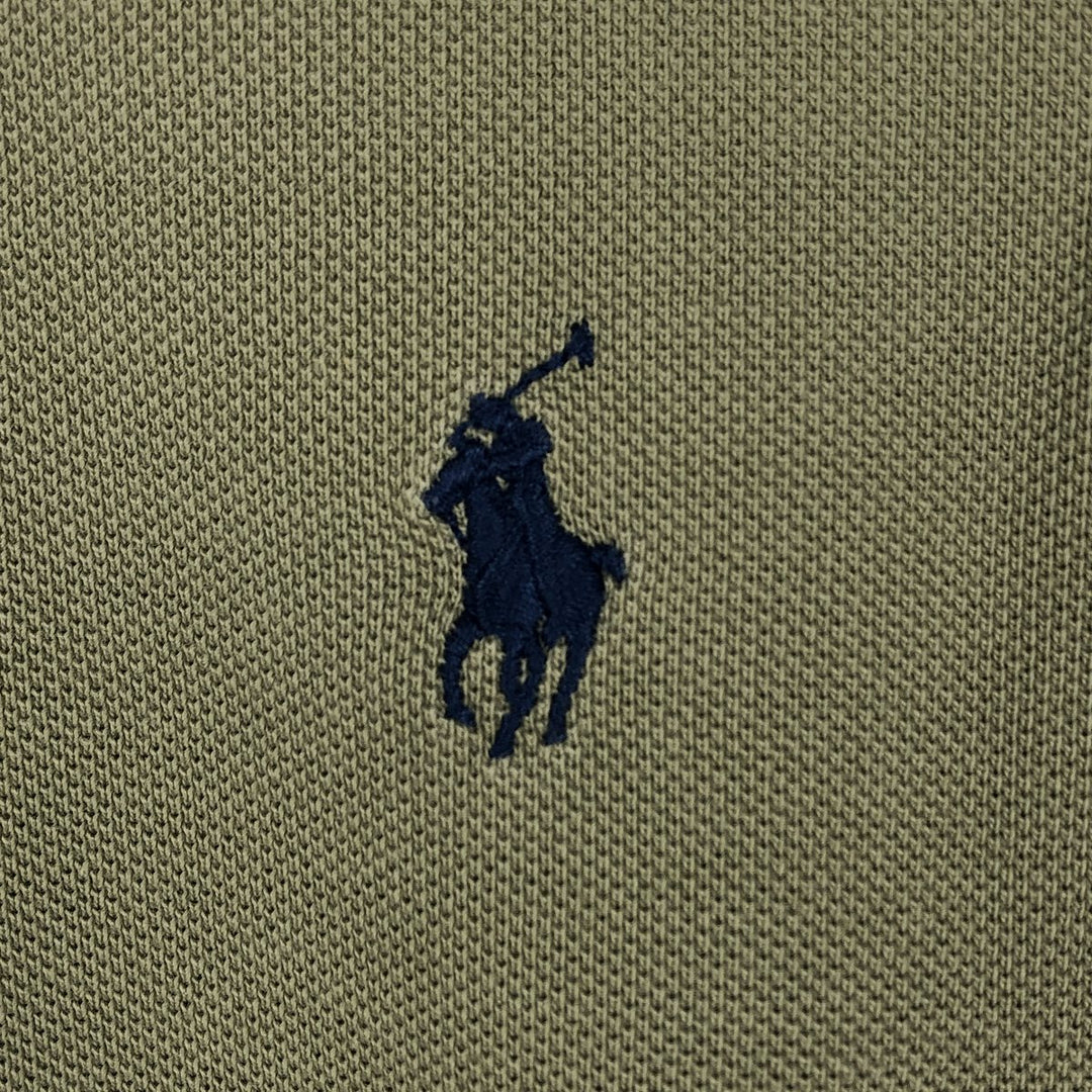 Ralph Lauren POLO RALPH LAUREN CLASSIC FIT short sleeve polo shirt for men size L cotton Khaki type sage green Vintage Second Hand