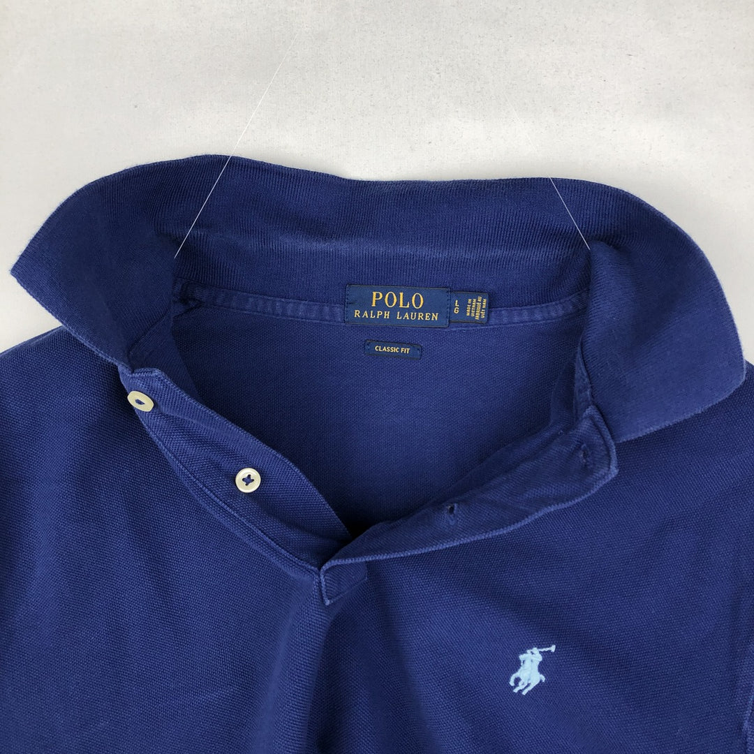 Ralph Lauren POLO RALPH LAUREN CLASSIC FIT short sleeve polo shirt for men size L unclear Navy blue Vintage Second Hand