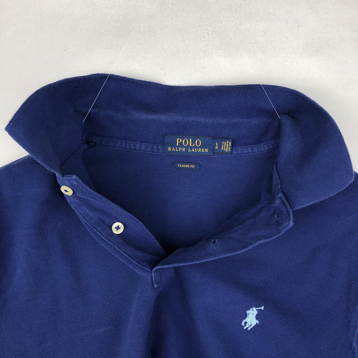 Ralph Lauren POLO RALPH LAUREN CLASSIC FIT short sleeve polo shirt for men size L unclear Navy blue Vintage Second Hand