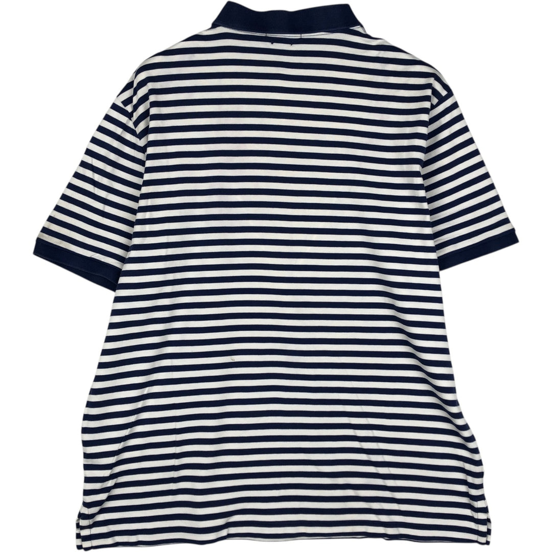 Ralph Lauren POLO RALPH LAUREN CLASSIC FIT short sleeve striped polo shirt men's size L cotton navy blue type Vintage Second Hand