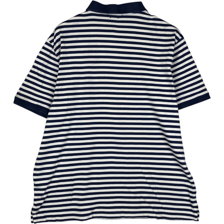 Ralph Lauren POLO RALPH LAUREN CLASSIC FIT short sleeve striped polo shirt men's size L cotton navy blue type Vintage Second Hand