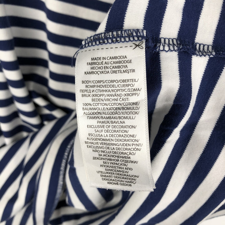 Ralph Lauren POLO RALPH LAUREN CLASSIC FIT short sleeve striped polo shirt men's size L cotton navy blue type Vintage Second Hand