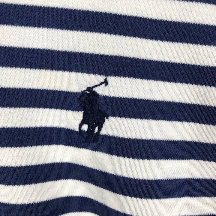 Ralph Lauren POLO RALPH LAUREN CLASSIC FIT short sleeve striped polo shirt men's size L cotton navy blue type Vintage Second Hand