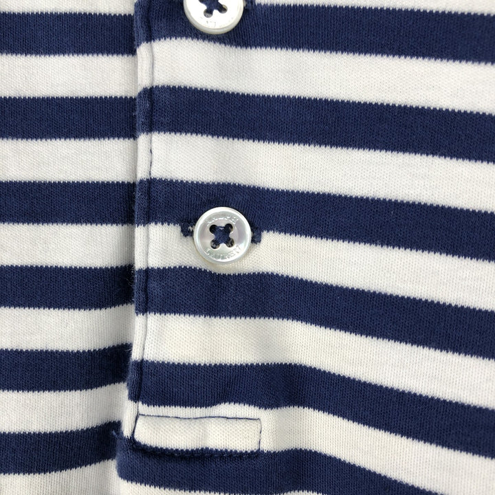 Ralph Lauren POLO RALPH LAUREN CLASSIC FIT short sleeve striped polo shirt men's size L cotton navy blue type Vintage Second Hand