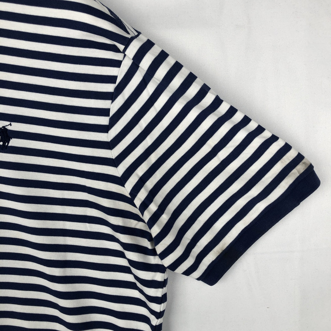 Ralph Lauren POLO RALPH LAUREN CLASSIC FIT short sleeve striped polo shirt men's size L cotton navy blue type Vintage Second Hand