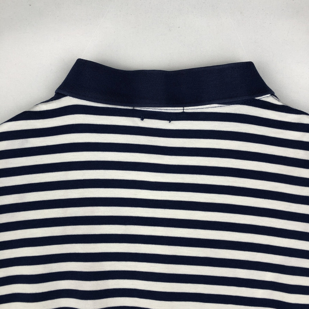 Ralph Lauren POLO RALPH LAUREN CLASSIC FIT short sleeve striped polo shirt men's size L cotton navy blue type Vintage Second Hand