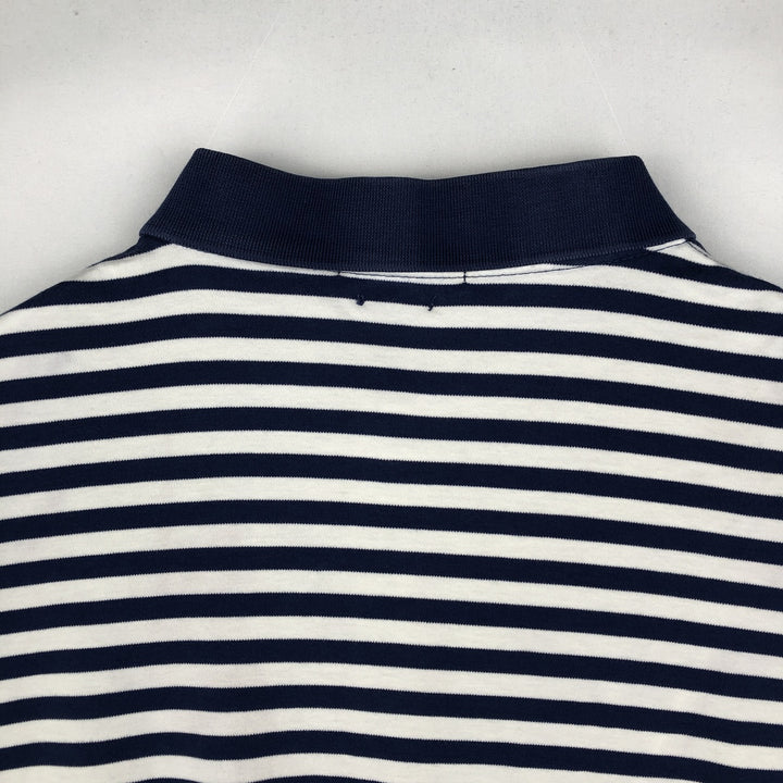 Ralph Lauren POLO RALPH LAUREN CLASSIC FIT short sleeve striped polo shirt men's size L cotton navy blue type Vintage Second Hand