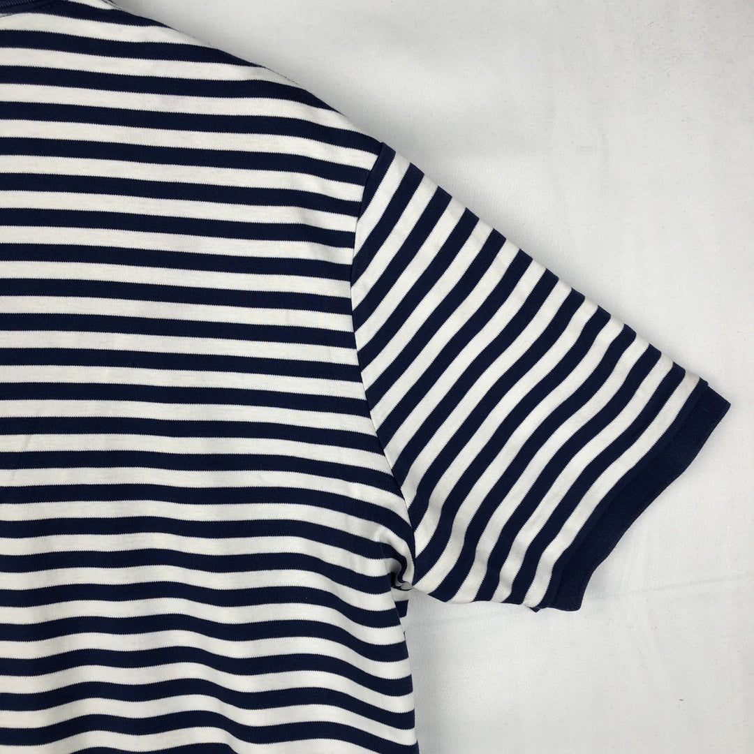 Ralph Lauren POLO RALPH LAUREN CLASSIC FIT short sleeve striped polo shirt men's size L cotton navy blue type Vintage Second Hand