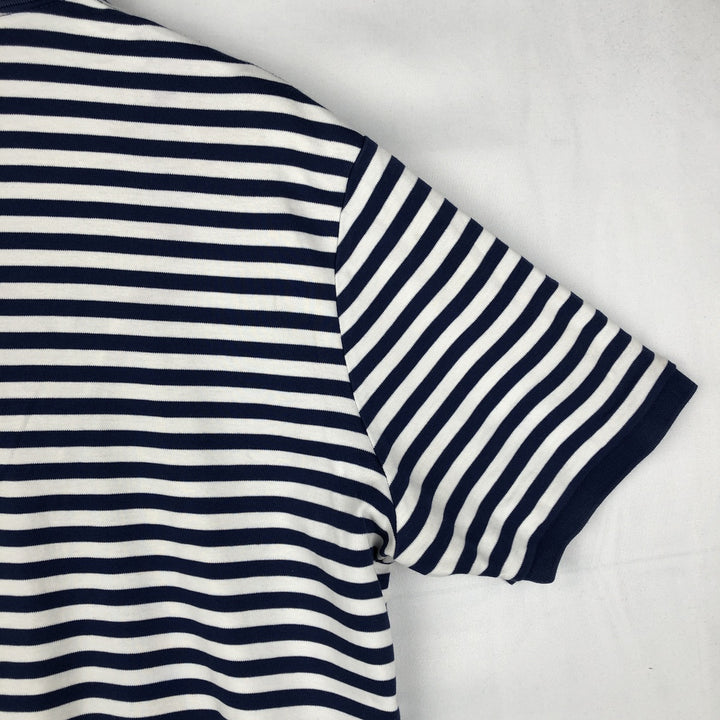 Ralph Lauren POLO RALPH LAUREN CLASSIC FIT short sleeve striped polo shirt men's size L cotton navy blue type Vintage Second Hand