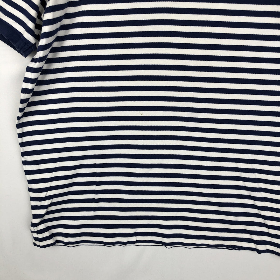Ralph Lauren POLO RALPH LAUREN CLASSIC FIT short sleeve striped polo shirt men's size L cotton navy blue type Vintage Second Hand