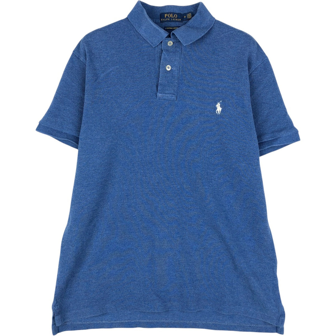 Ralph Lauren POLO RALPH LAUREN CUSTOM SLIM FIT short sleeve polo shirt men's size M unclear blue type Vintage Second Hand