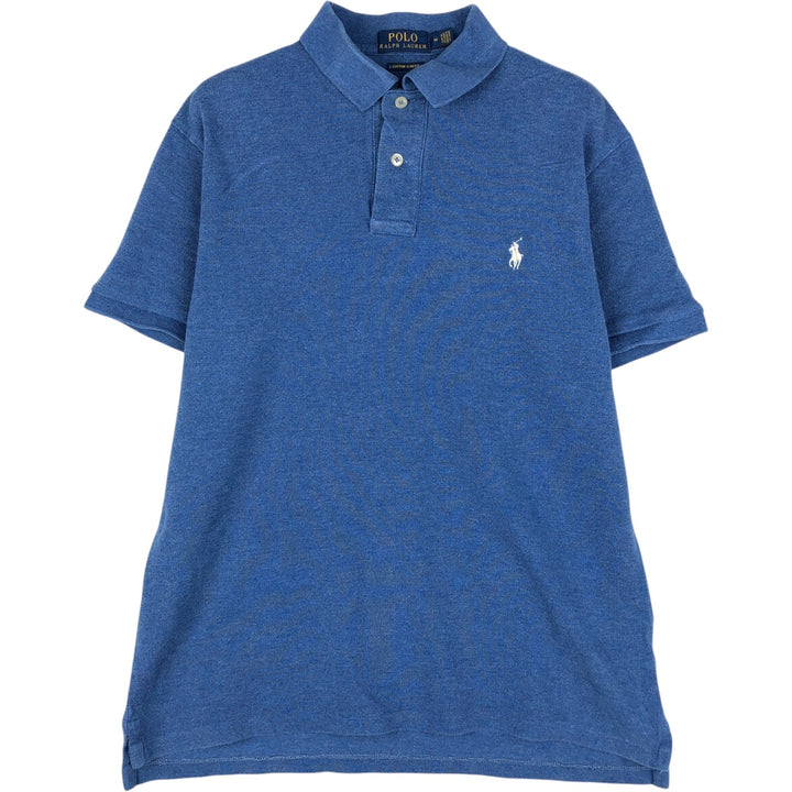 Ralph Lauren POLO RALPH LAUREN CUSTOM SLIM FIT short sleeve polo shirt men's size M unclear blue type Vintage Second Hand