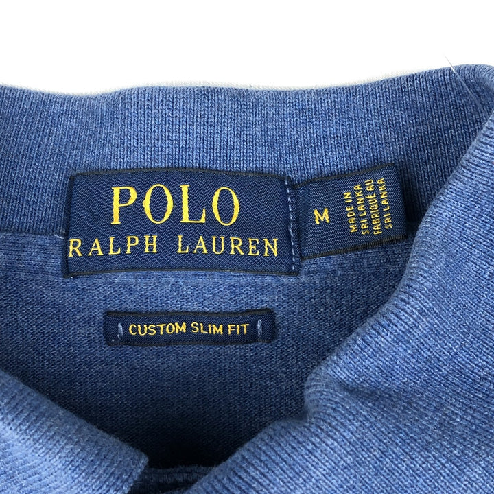 Ralph Lauren POLO RALPH LAUREN CUSTOM SLIM FIT short sleeve polo shirt men's size M unclear blue type Vintage Second Hand