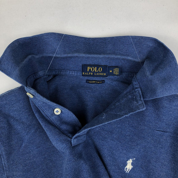 Ralph Lauren POLO RALPH LAUREN CUSTOM SLIM FIT short sleeve polo shirt men's size M unclear blue type Vintage Second Hand