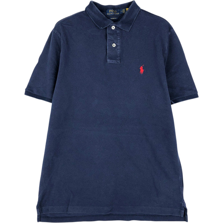 Ralph Lauren POLO RALPH LAUREN CLASSIC FIT short sleeve polo shirt, men's size M cotton navy blue type Vintage Second Hand