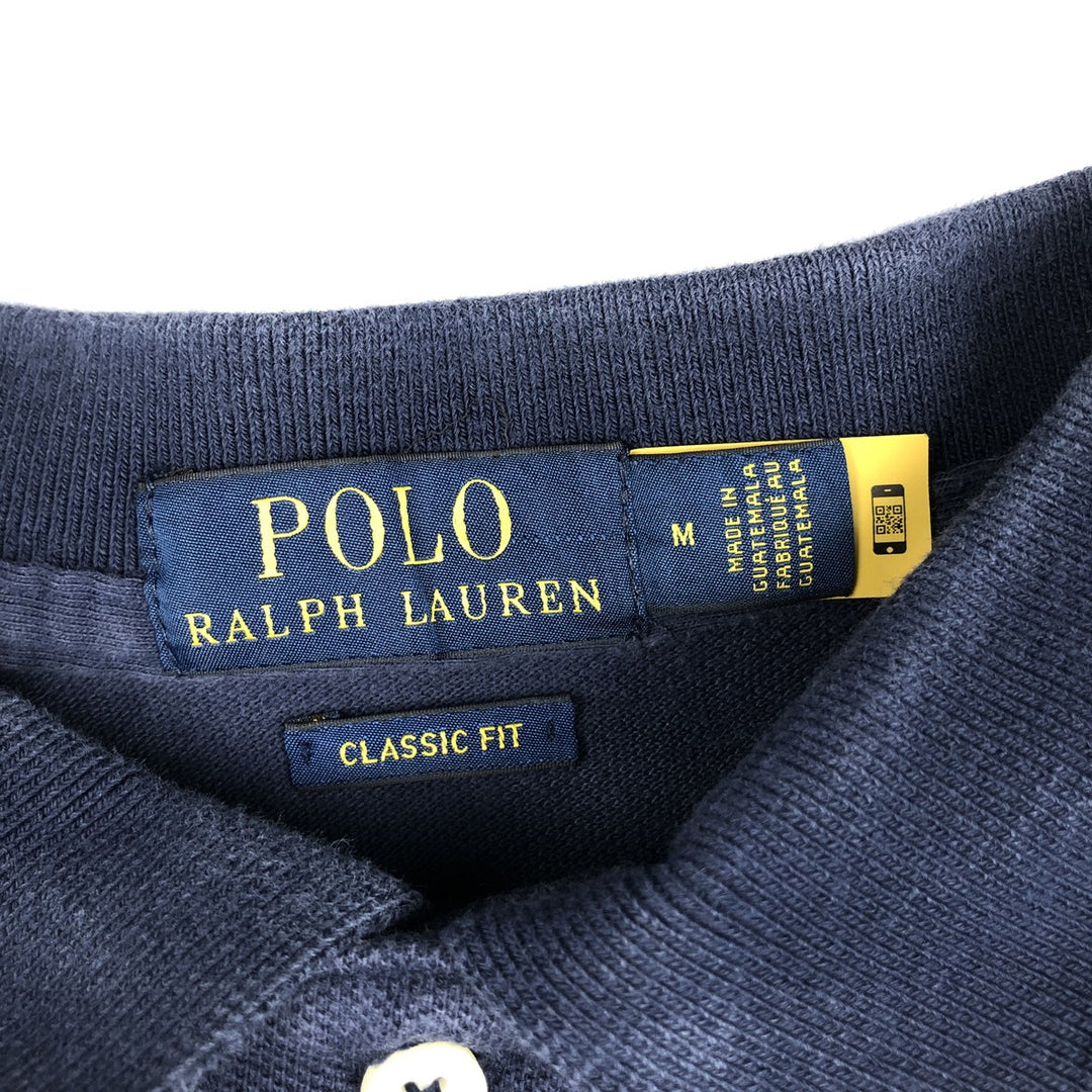 Ralph Lauren POLO RALPH LAUREN CLASSIC FIT short sleeve polo shirt, men's size M cotton navy blue type Vintage Second Hand