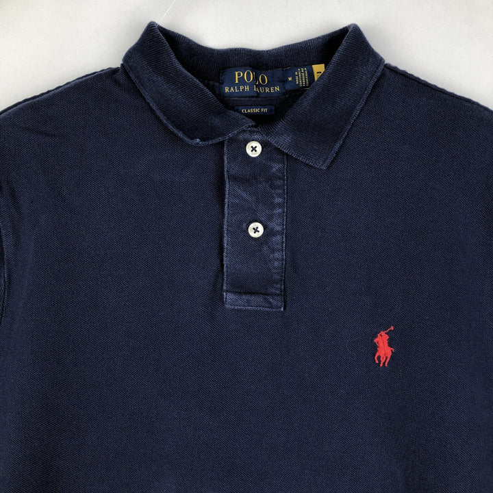 Ralph Lauren POLO RALPH LAUREN CLASSIC FIT short sleeve polo shirt, men's size M cotton navy blue type Vintage Second Hand