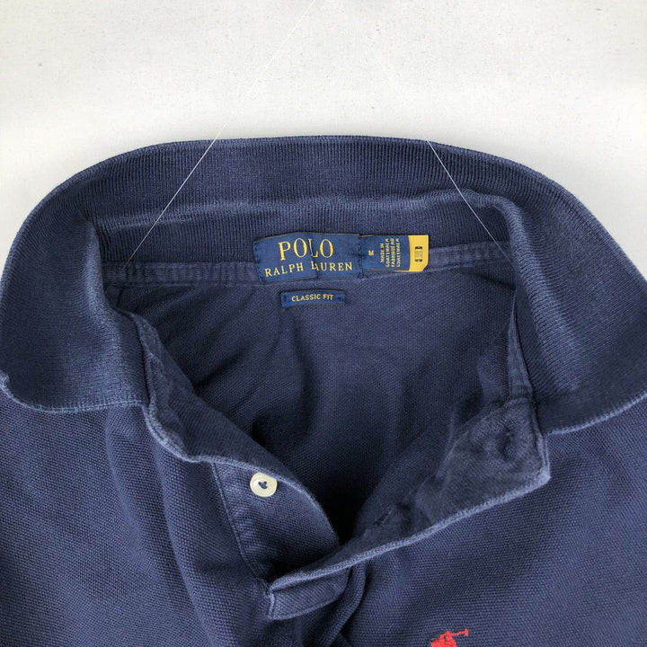 Ralph Lauren POLO RALPH LAUREN CLASSIC FIT short sleeve polo shirt, men's size M cotton navy blue type Vintage Second Hand