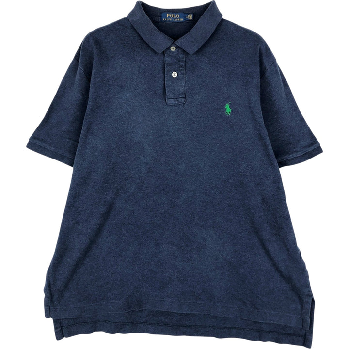 Ralph Lauren POLO RALPH LAUREN short sleeve polo shirt men's size L cotton navy blue type Vintage Second Hand