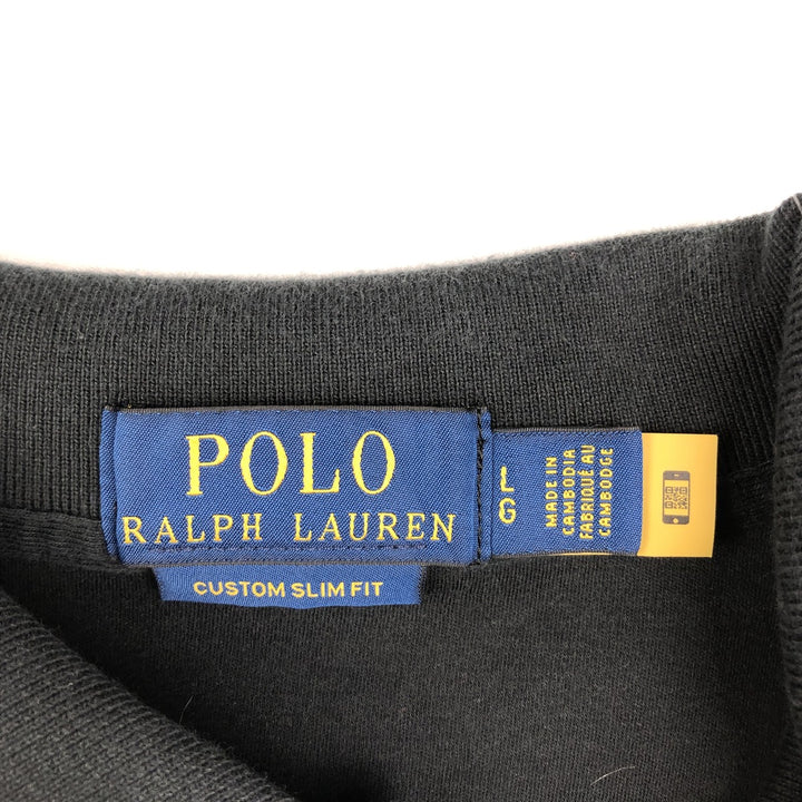 Ralph Lauren POLO RALPH LAUREN CUSTOM SLIM FIT short sleeve polo shirt, men's size L cotton black type Vintage Second Hand