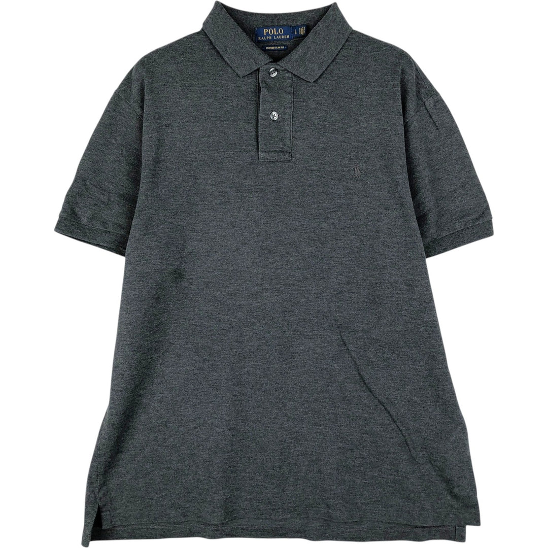 Ralph Lauren POLO RALPH LAUREN CUSTOM SLIM FIT short sleeve polo shirt, men's size L cotton gray type Vintage Second Hand