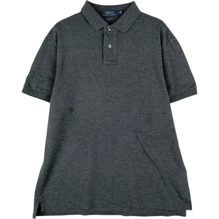 Ralph Lauren POLO RALPH LAUREN CUSTOM SLIM FIT short sleeve polo shirt, men's size L cotton gray type Vintage Second Hand