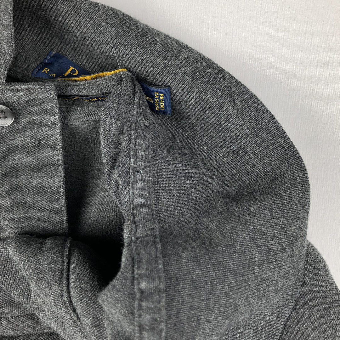 Ralph Lauren POLO RALPH LAUREN CUSTOM SLIM FIT short sleeve polo shirt, men's size L cotton gray type Vintage Second Hand