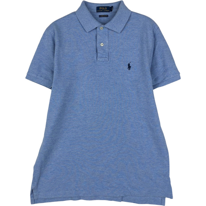 Ralph Lauren POLO RALPH LAUREN CUSTOM SLIM FIT short sleeve polo shirt men's size M cotton Blue type light blue Vintage Second Hand