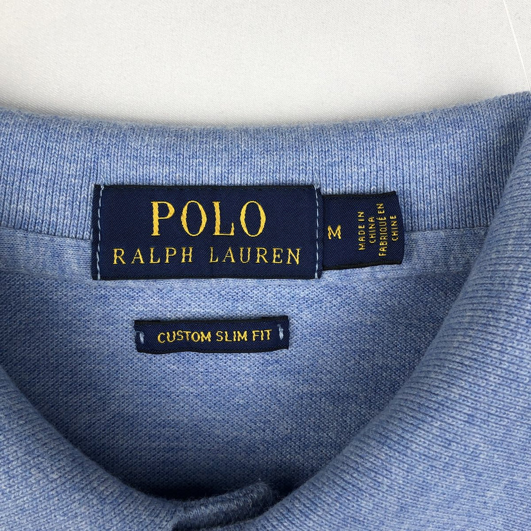 Ralph Lauren POLO RALPH LAUREN CUSTOM SLIM FIT short sleeve polo shirt men's size M cotton Blue type light blue Vintage Second Hand